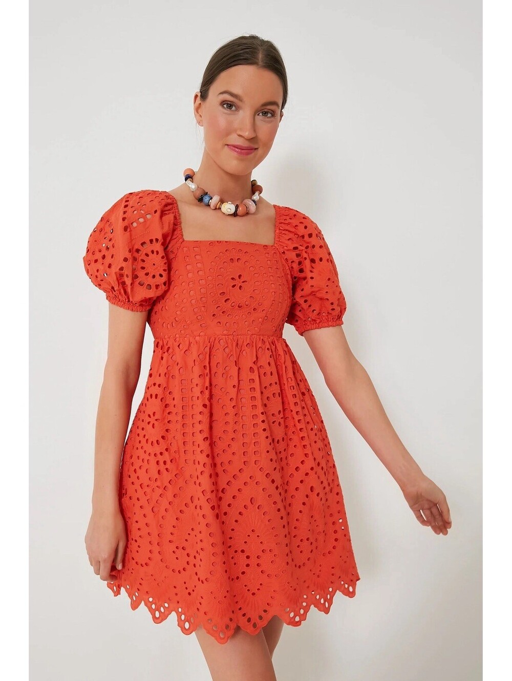 Tuckernuck Hyacinth House Orange Eyelet Crochet Clara Mini Dress Size Large